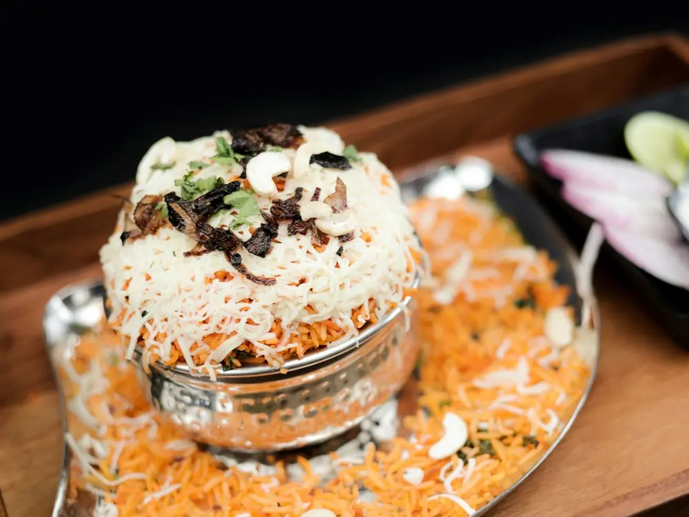 Rice dish topped with nuts